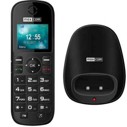 Maxcom MM35D Teléfono Inalámbrico Negro con Lector de Tarjetas SIM